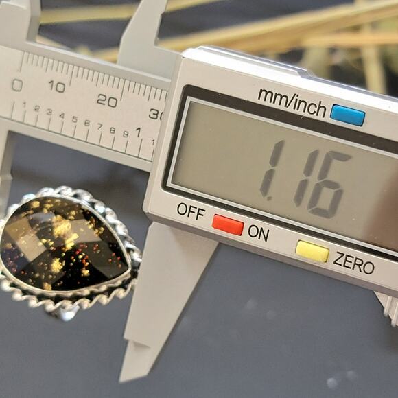 Black and Gold Stone Statement rings, 1.16 Inch Stone, Size 8.5 - Picture 5 of 10